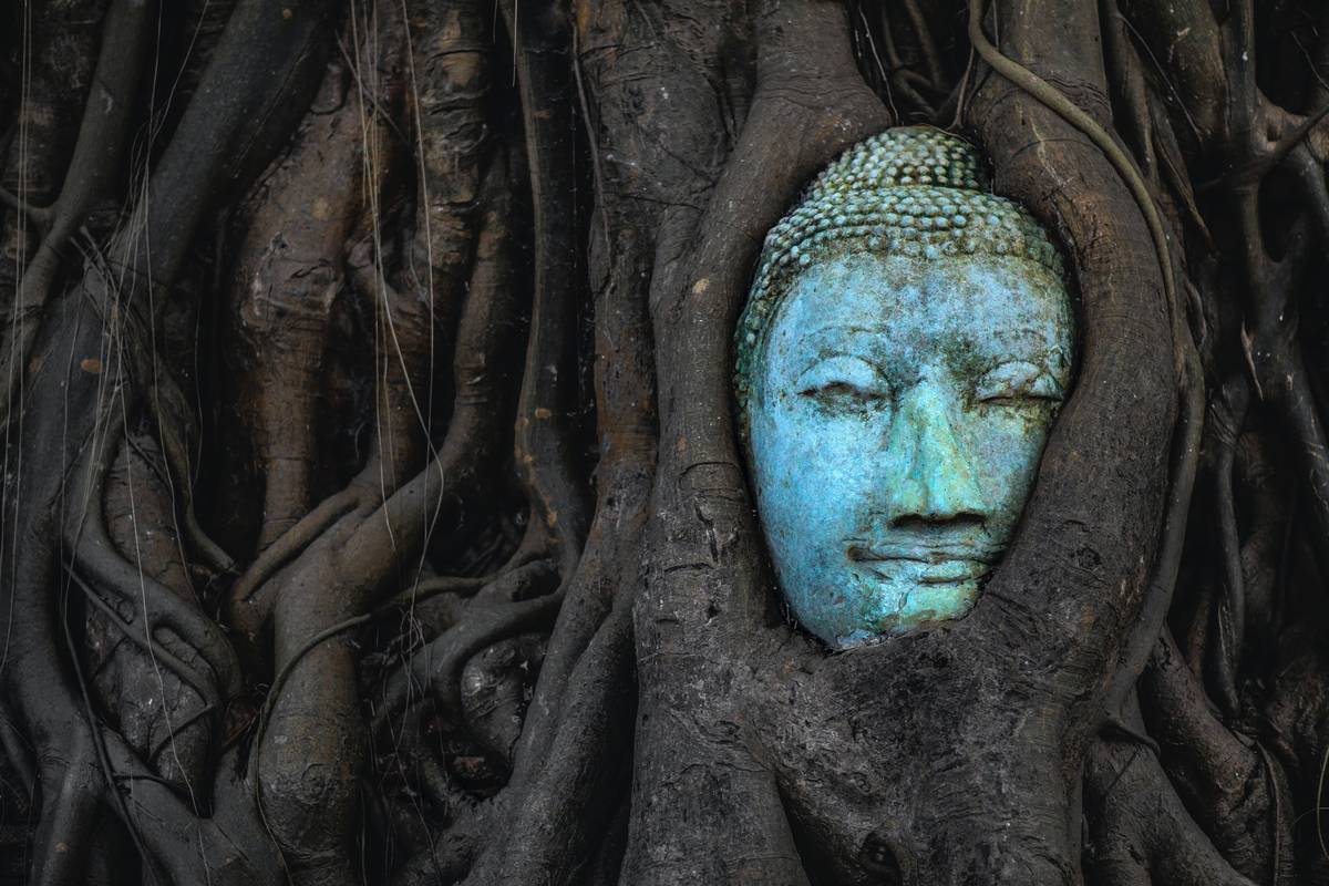 Statua ad Ayutthaya in Tailandia