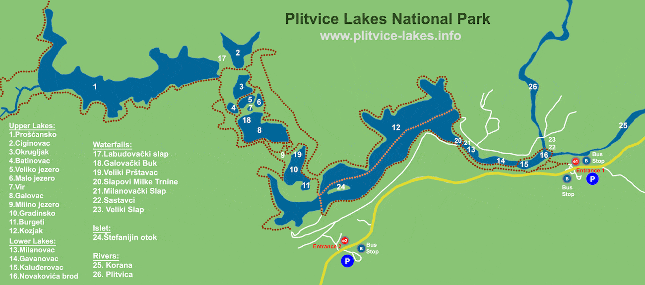 Mappa Laghi di Plitvice