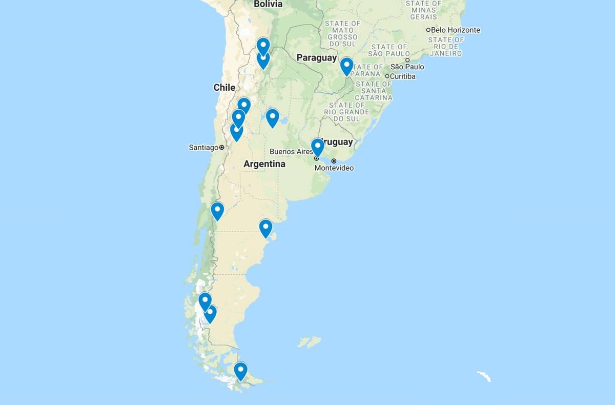 Mappa di cosa vedere in Argentina