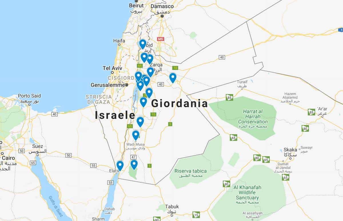 Cosa vedere in Giordania in mappa