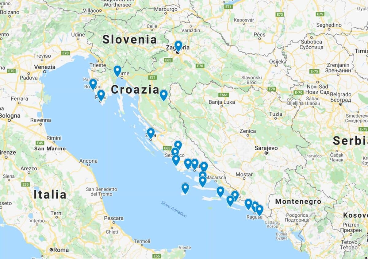 Cosa vedere in Croazia mappa 