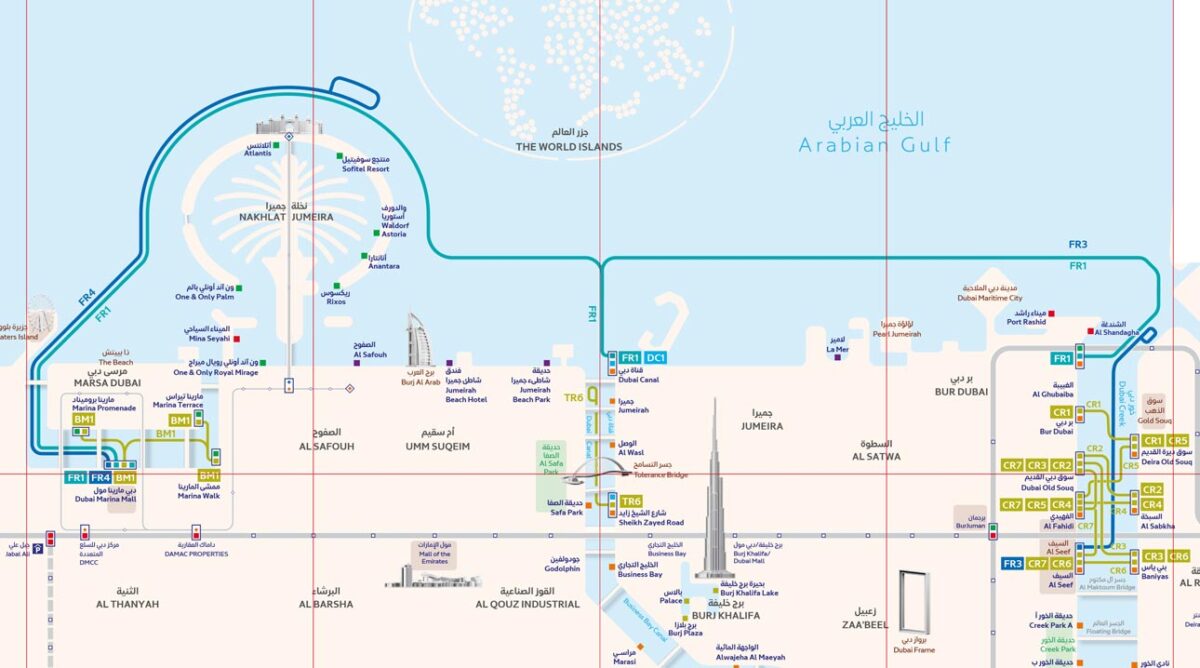 Mappa del ferry di Dubai