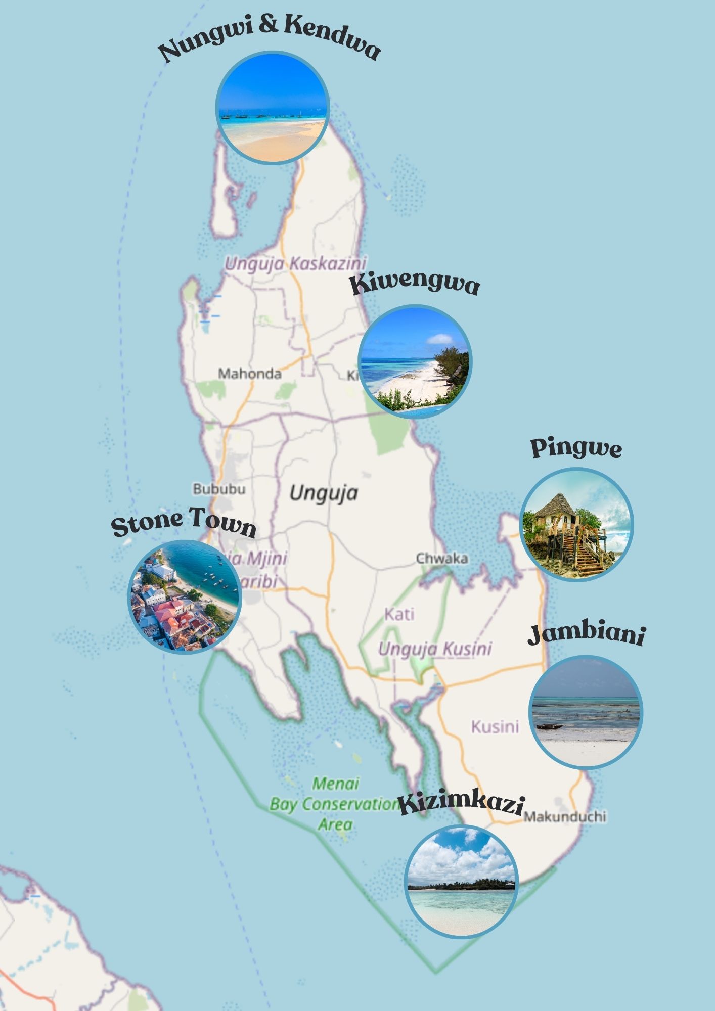 mappa dove dormire a Zanzibar